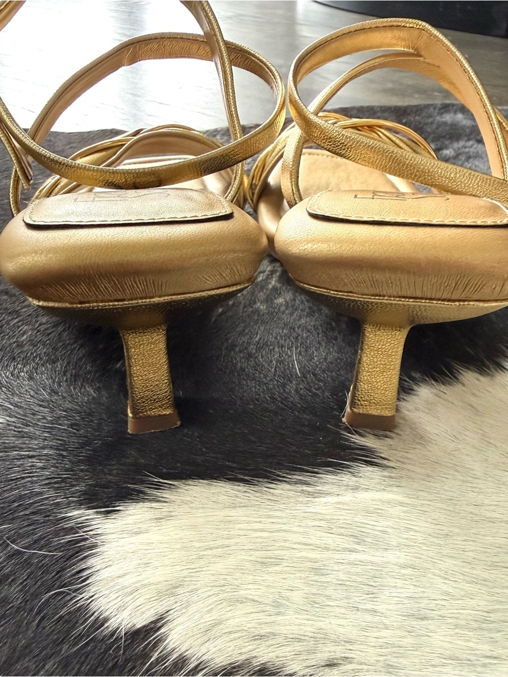 Franco Sarto Metallic Gold Braided Strap Sandals - Picture 3 of 3